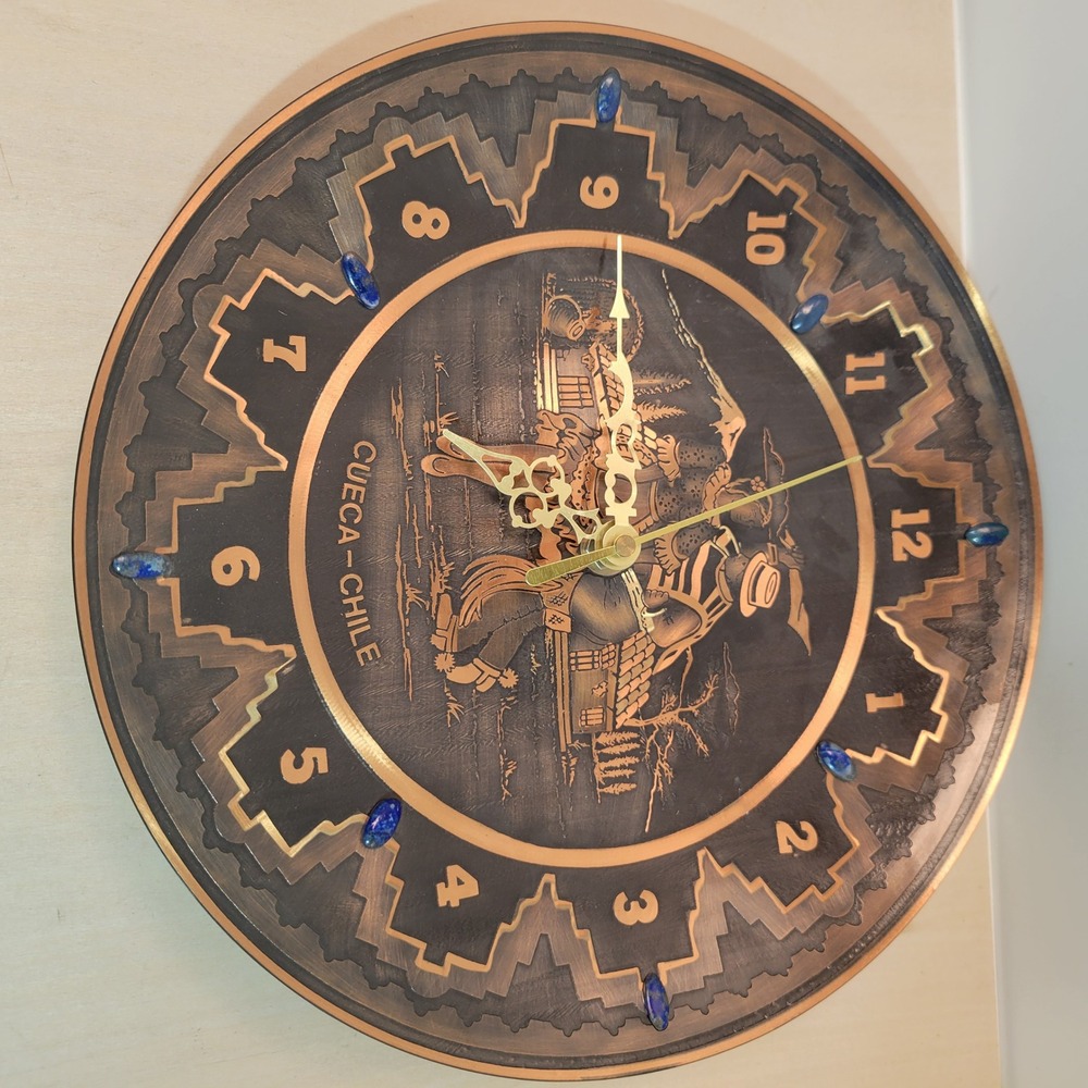 Unique Copper Chile Cueca Dancer Wall Clock‎ Handcrafted w CLOCK NOT WORKING